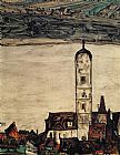 Stein Paintings - Church in Stein on the Danube by Egon Schiele